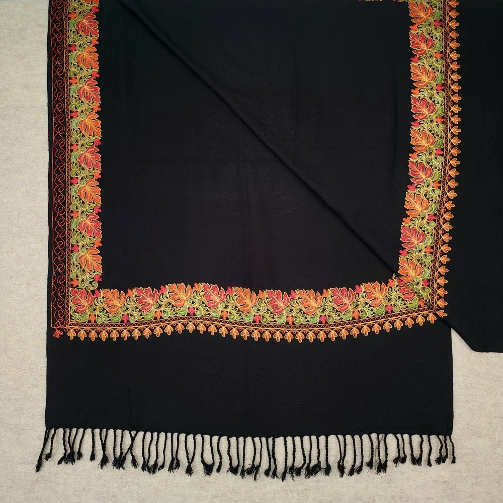 Pashmina Autumn Leaf‎ Wrap Scarf Shawl Fall Colors Boho Chic Hippie Embroidered - Picture 9 of 11